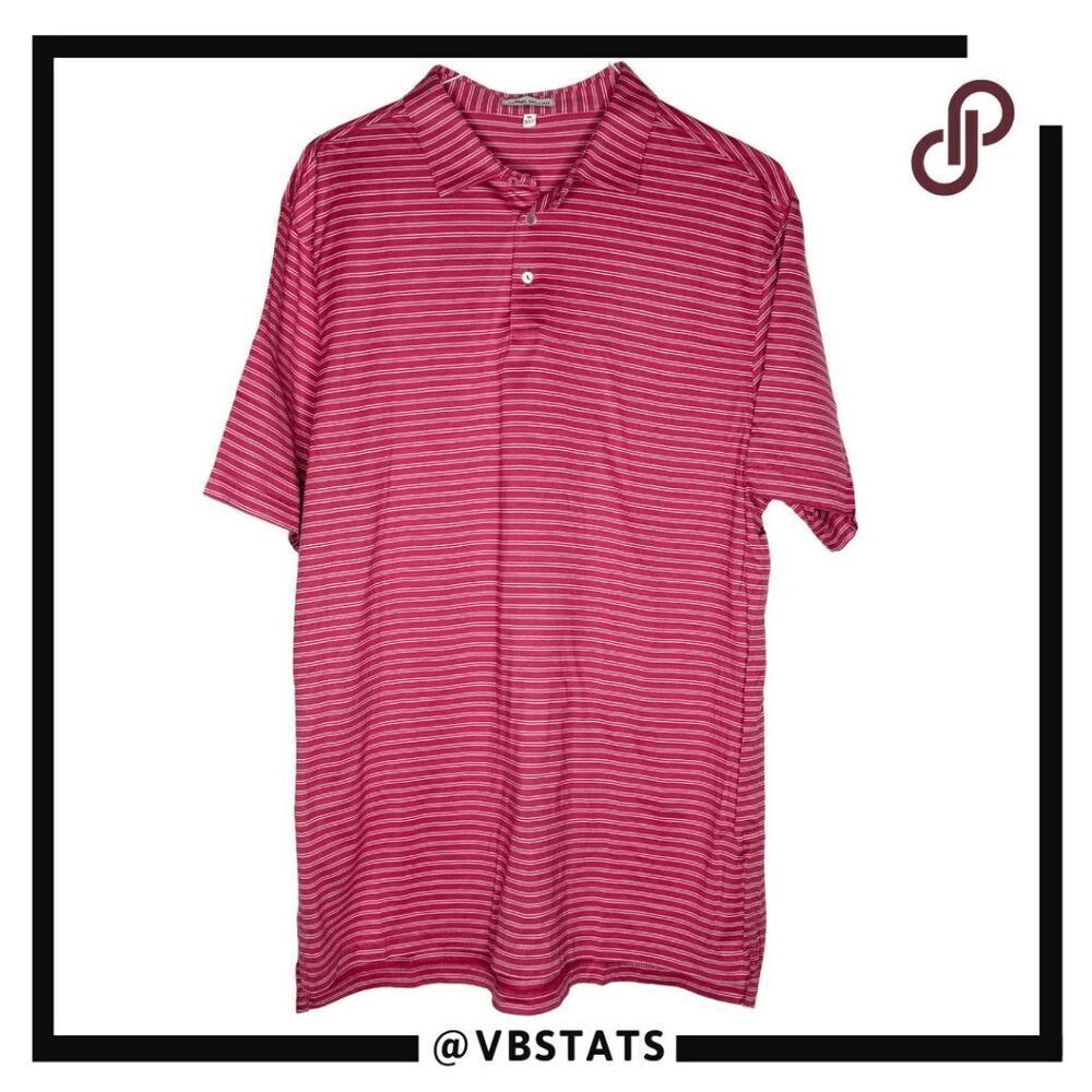 Peter Millar Men's Striped Cotton Short Sleeve Golf Polo Shirt Red White XL